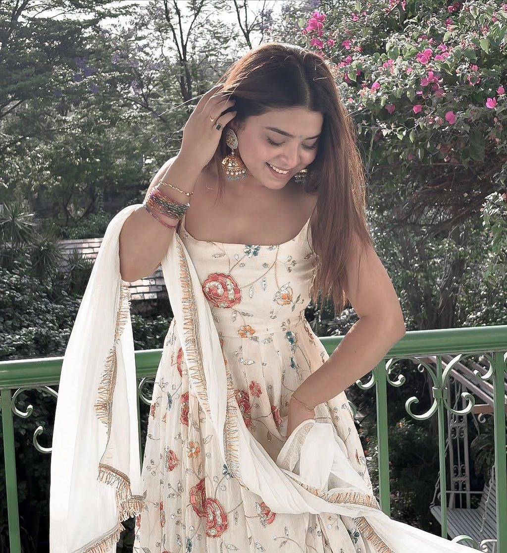 Trendy Designer Faux Georgette Anarkali Set