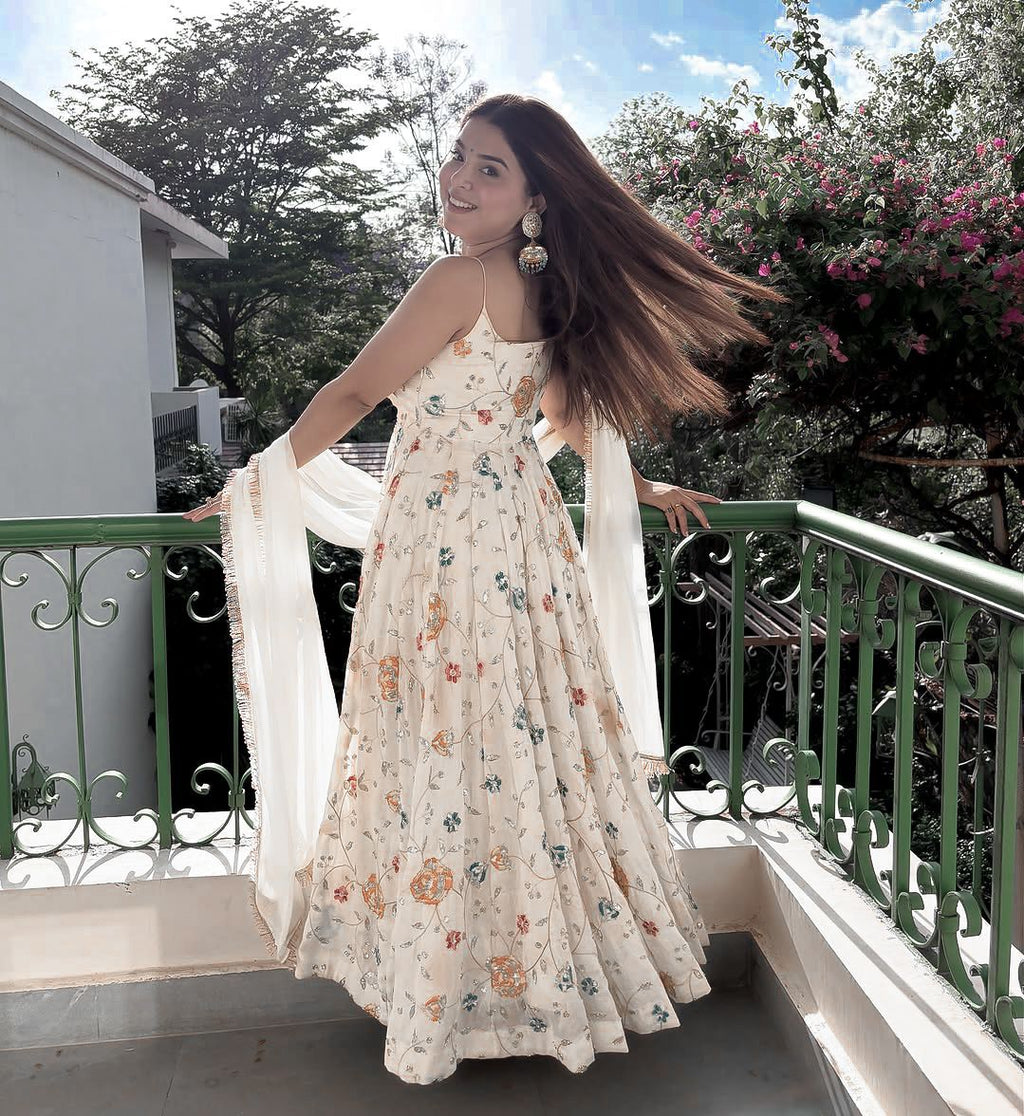 Trendy Designer Faux Georgette Anarkali Set