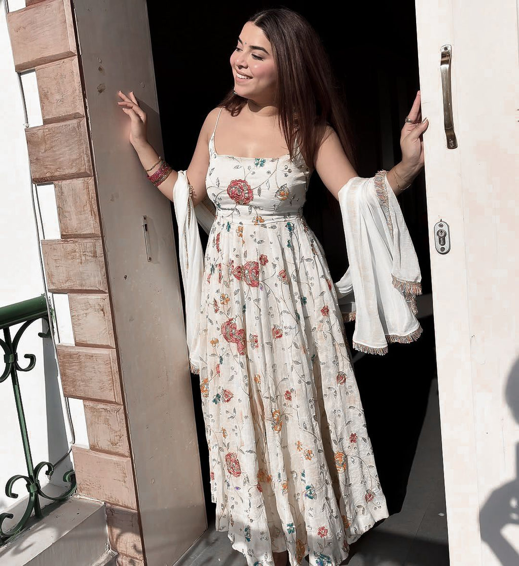 Trendy Designer Faux Georgette Anarkali Set
