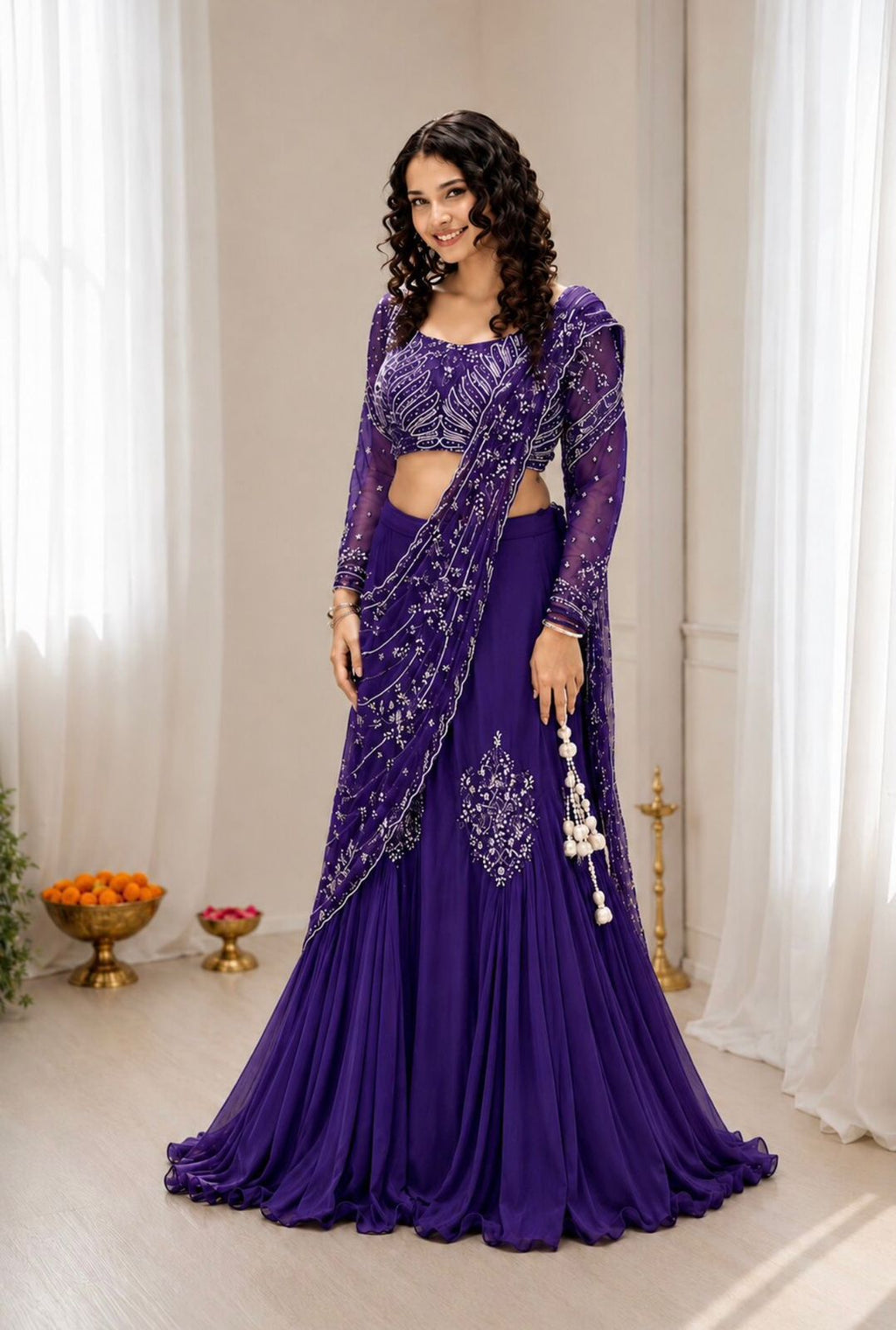 Traditional Yet Modern Chinon Silk Saree