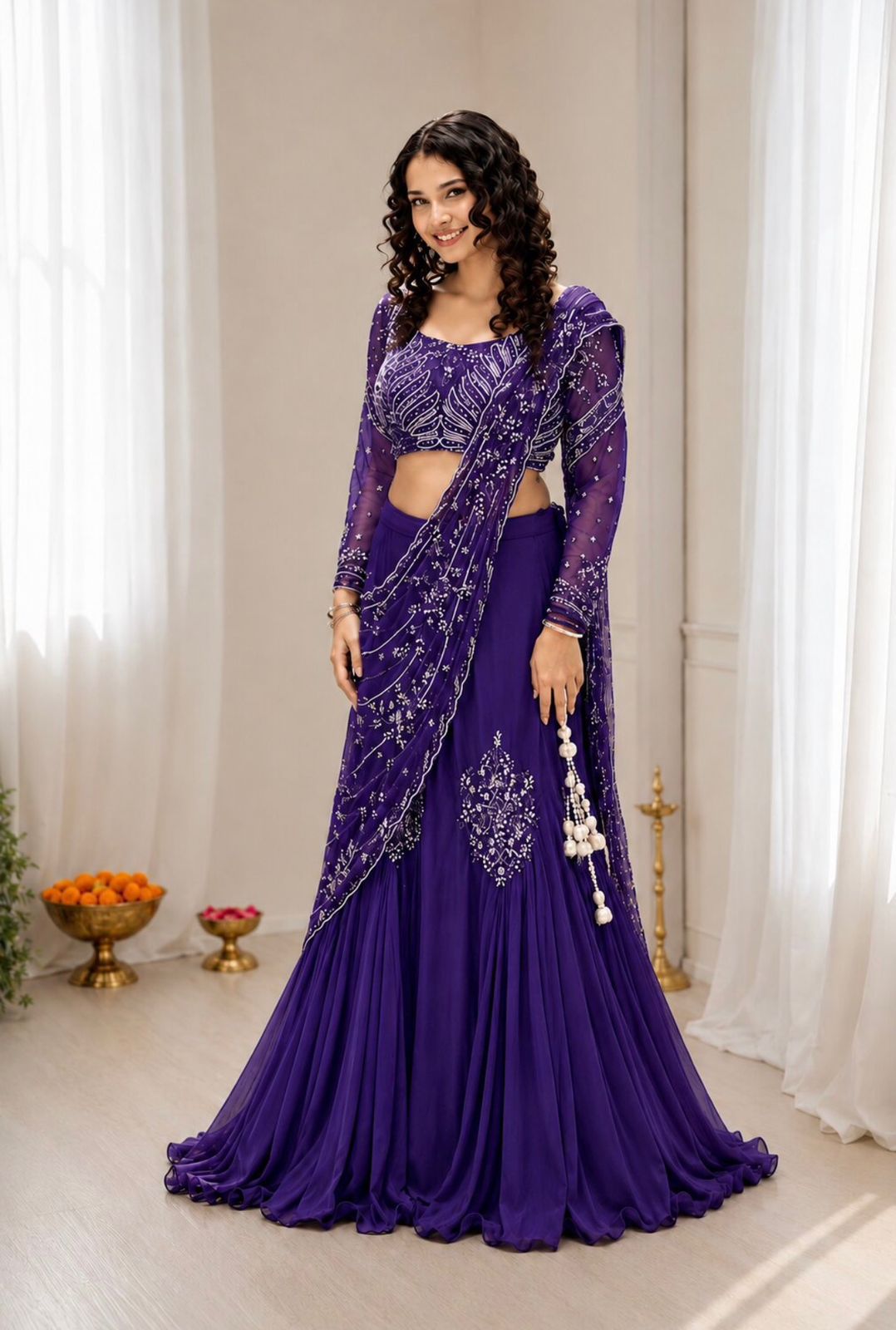 Traditional Yet Modern Chinon Silk Saree