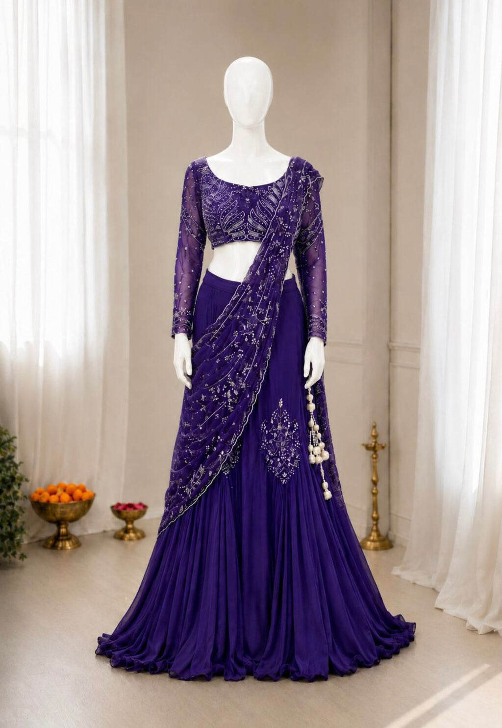 Traditional Yet Modern Chinon Silk Saree