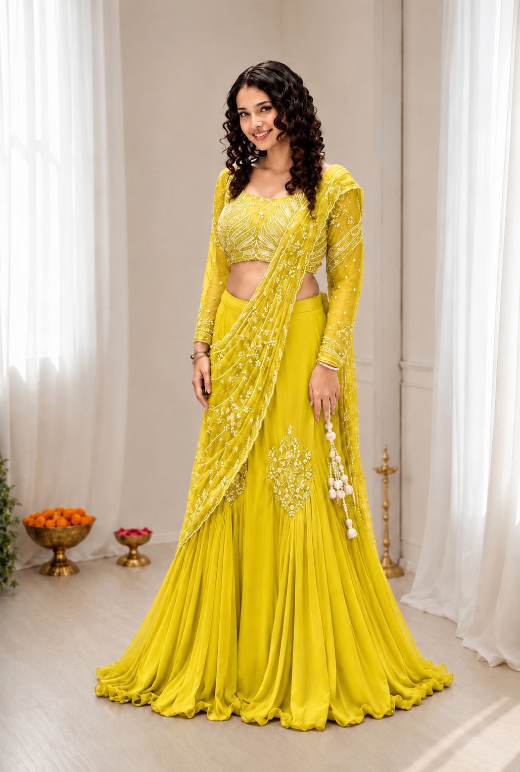 Traditional Yet Modern Chinon Silk Saree