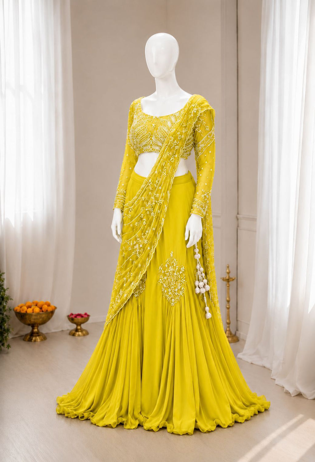 Traditional Yet Modern Chinon Silk Saree