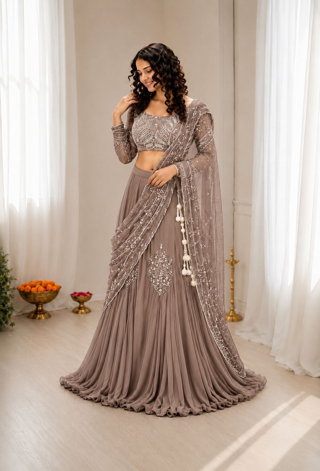 Traditional Yet Modern Chinon Silk Saree