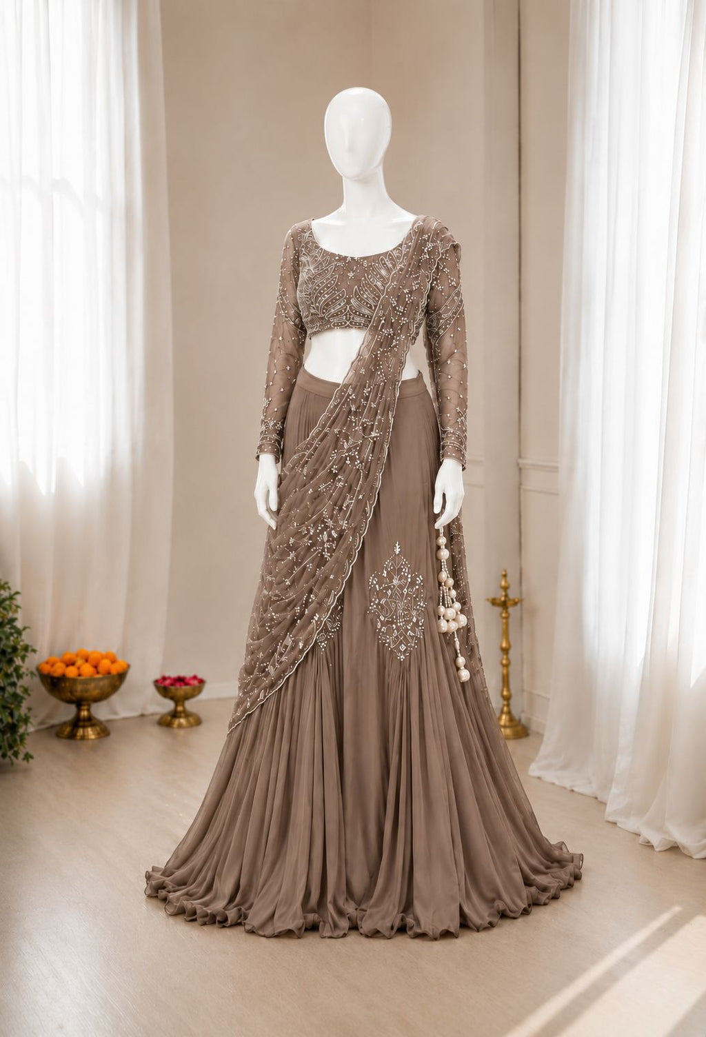 Traditional Yet Modern Chinon Silk Saree