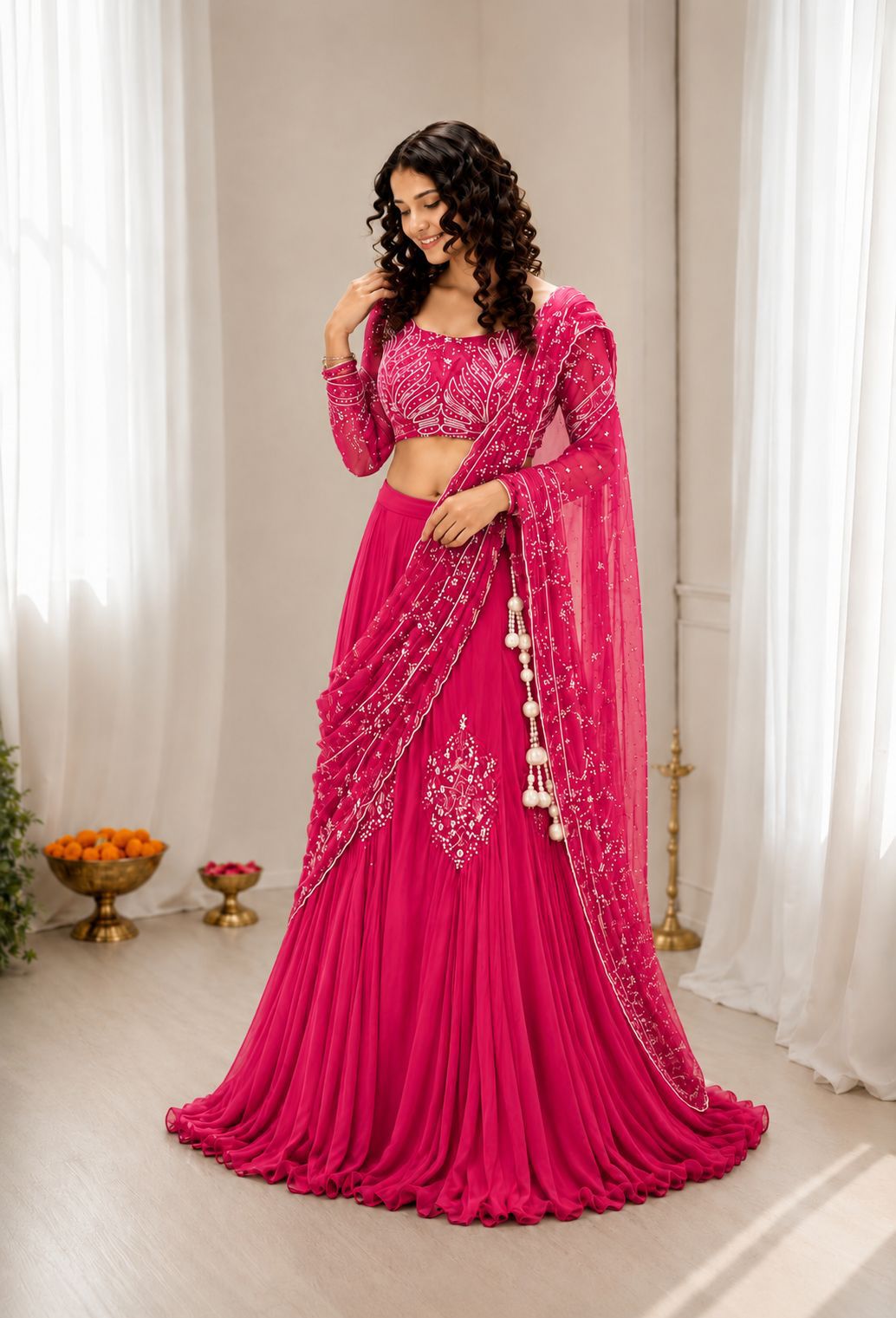 Traditional Yet Modern Chinon Silk Saree