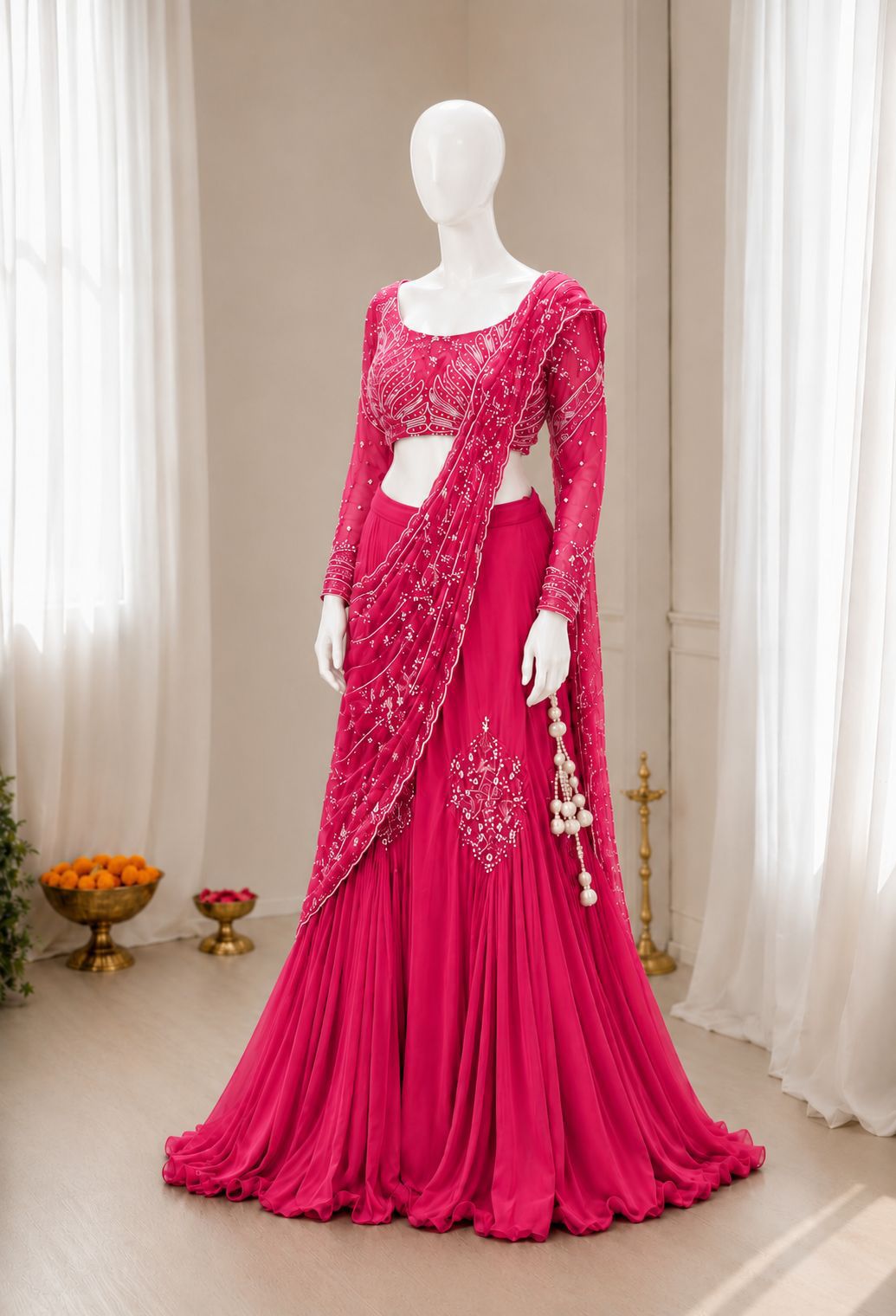 Traditional Yet Modern Chinon Silk Saree