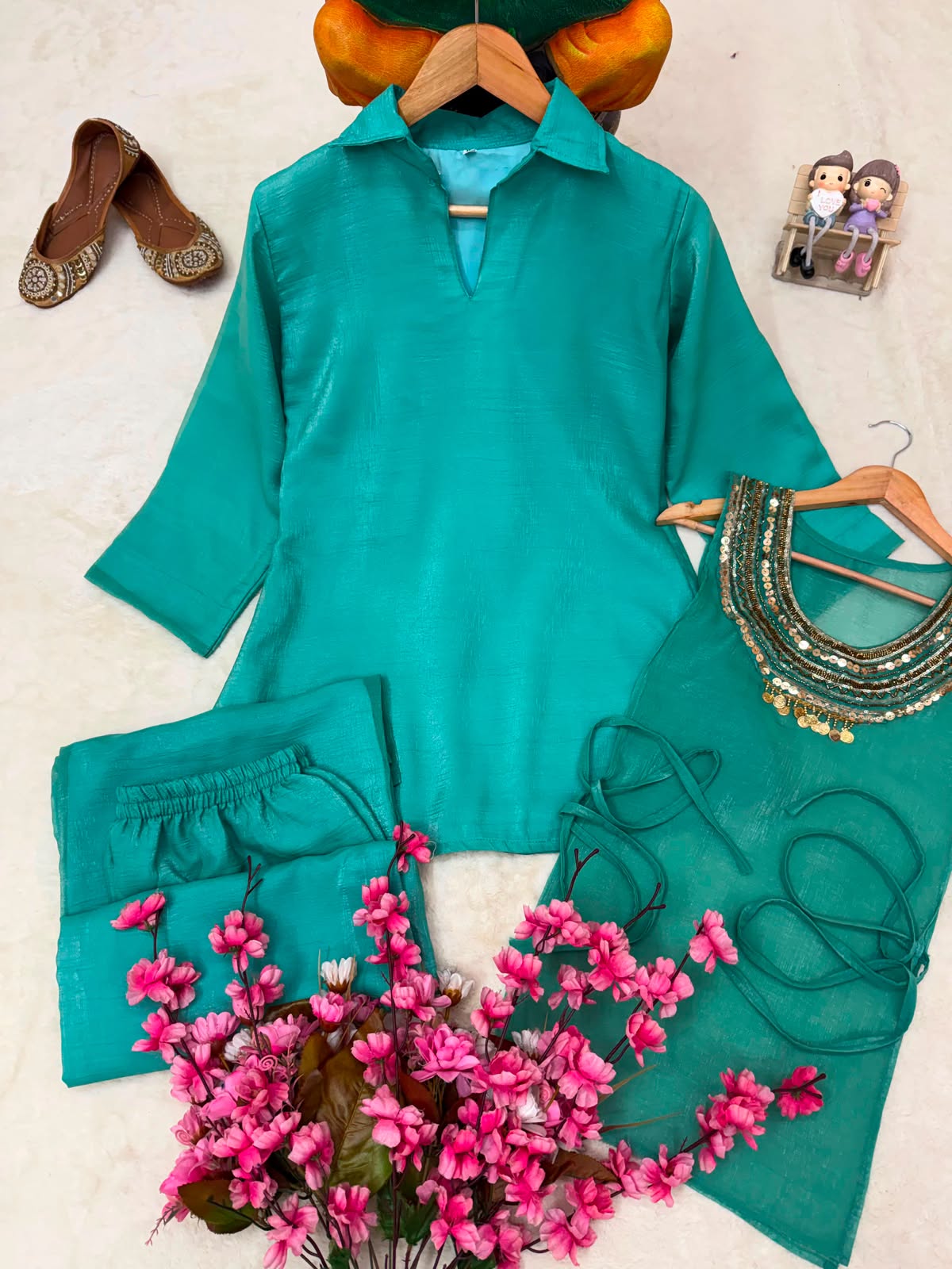 Women’s Gold Crush Indo-Western Kurti Palazzo Koti Set