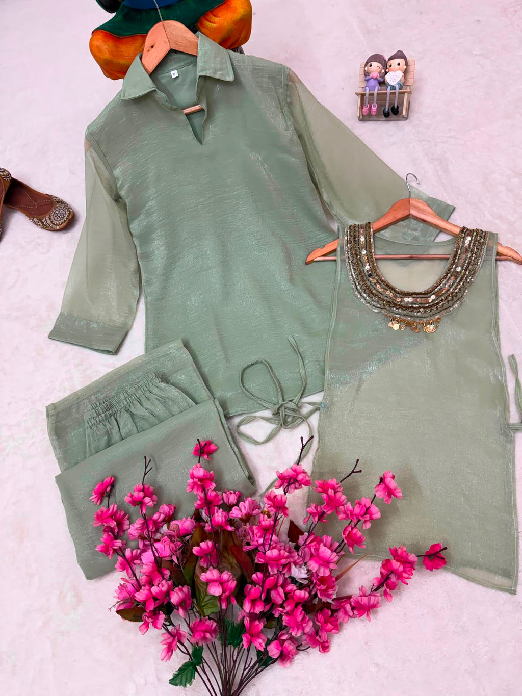 Women’s Gold Crush Indo-Western Kurti Palazzo Koti Set