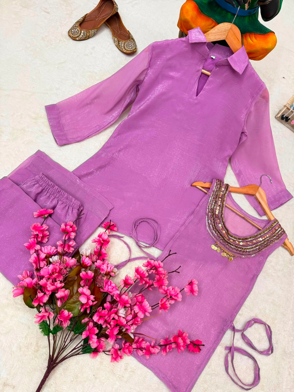 Women’s Gold Crush Indo-Western Kurti Palazzo Koti Set