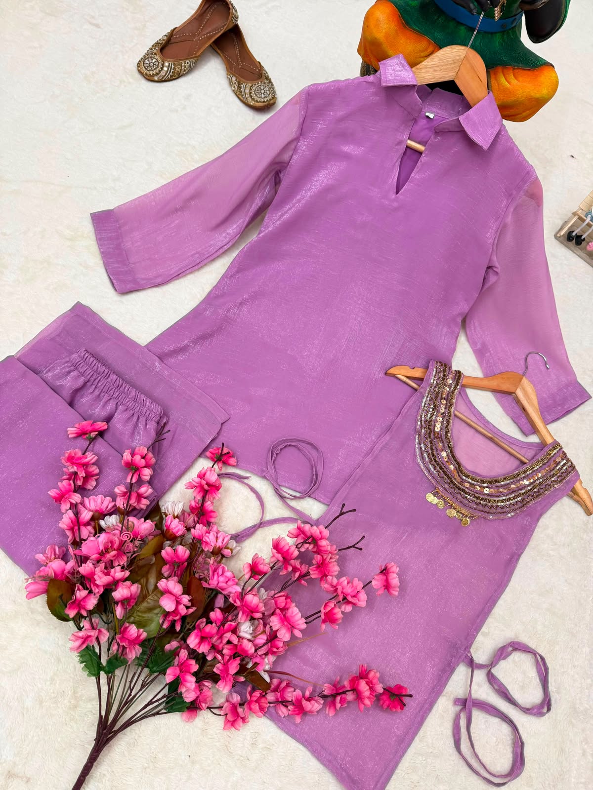 Women’s Gold Crush Indo-Western Kurti Palazzo Koti Set