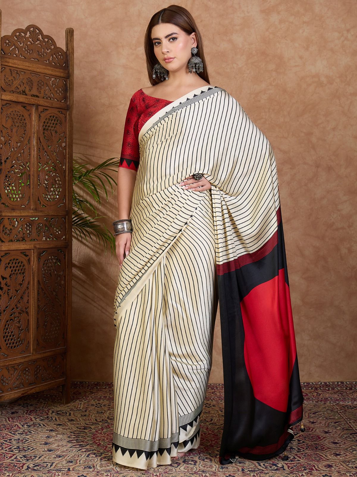 Semi-Modal Ajrakh Designer Saree
