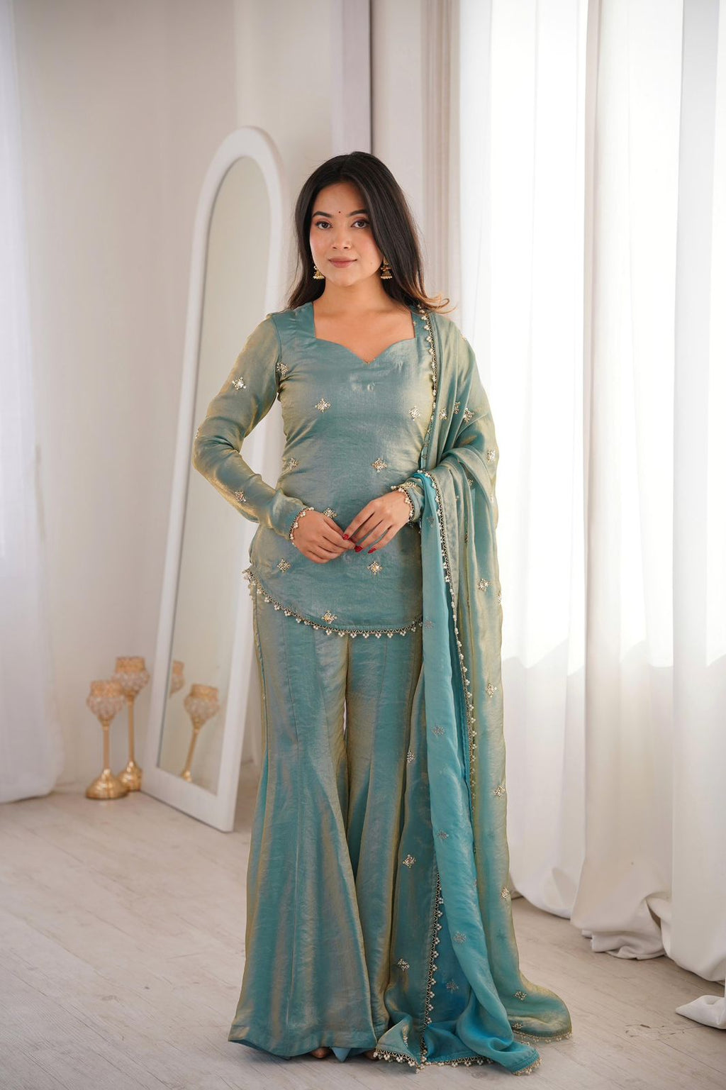 Soft Blush Partywear Sharara Set