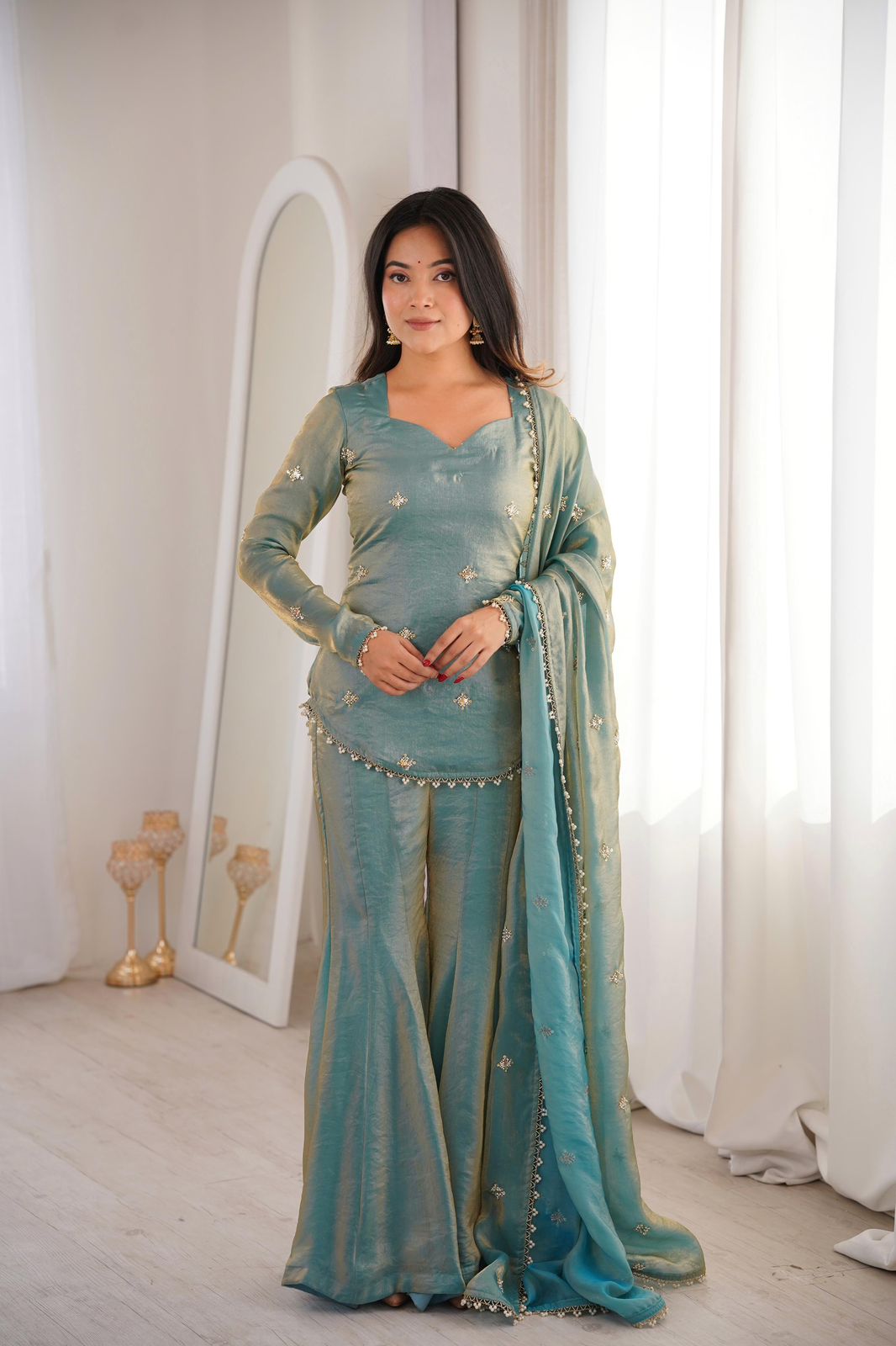 Soft Blush Partywear Sharara Set