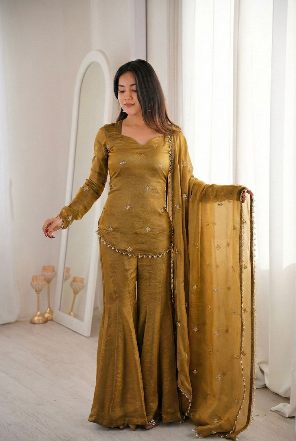 Soft Blush Partywear Sharara Set