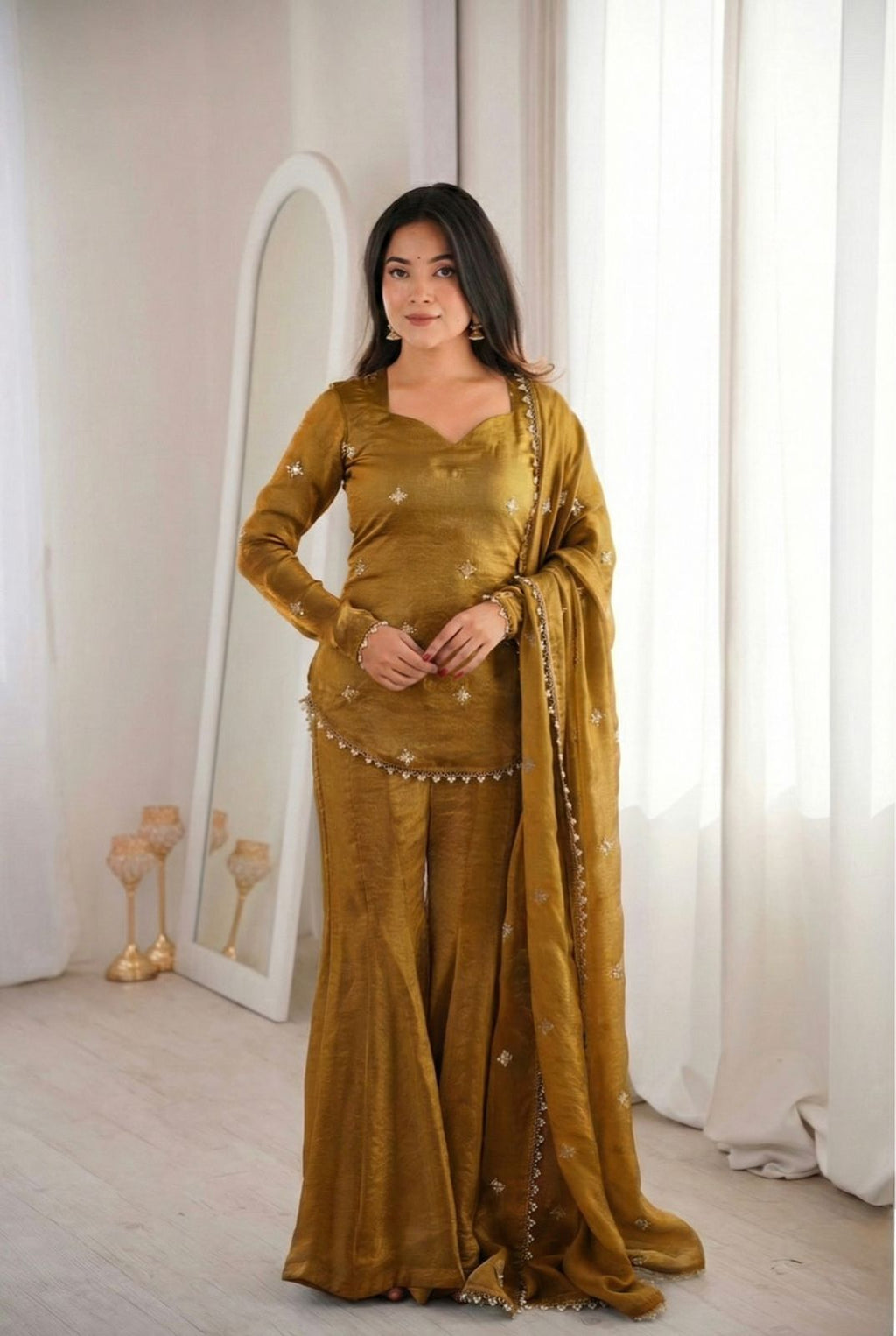 Soft Blush Partywear Sharara Set