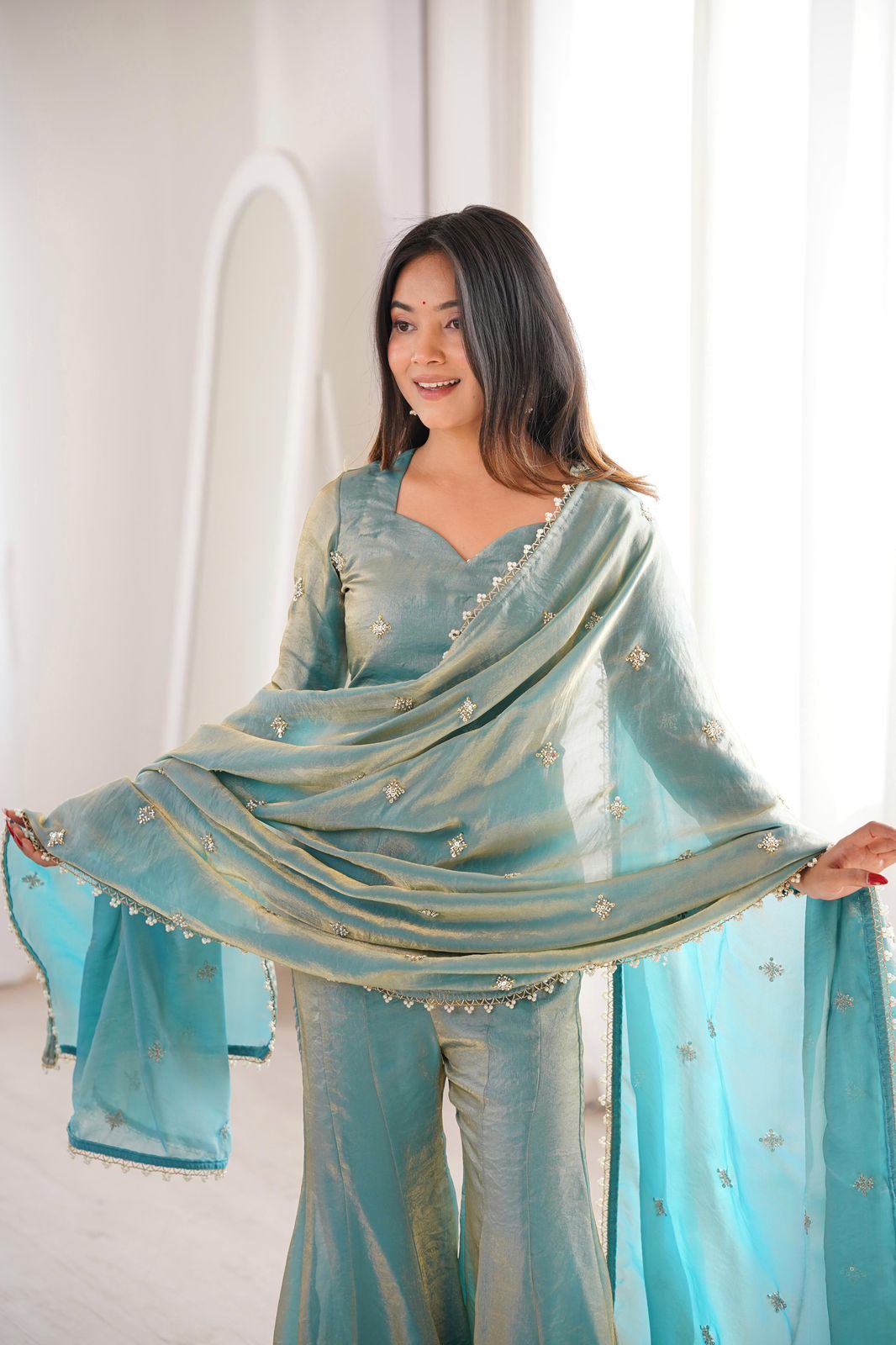 Soft Blush Partywear Sharara Set