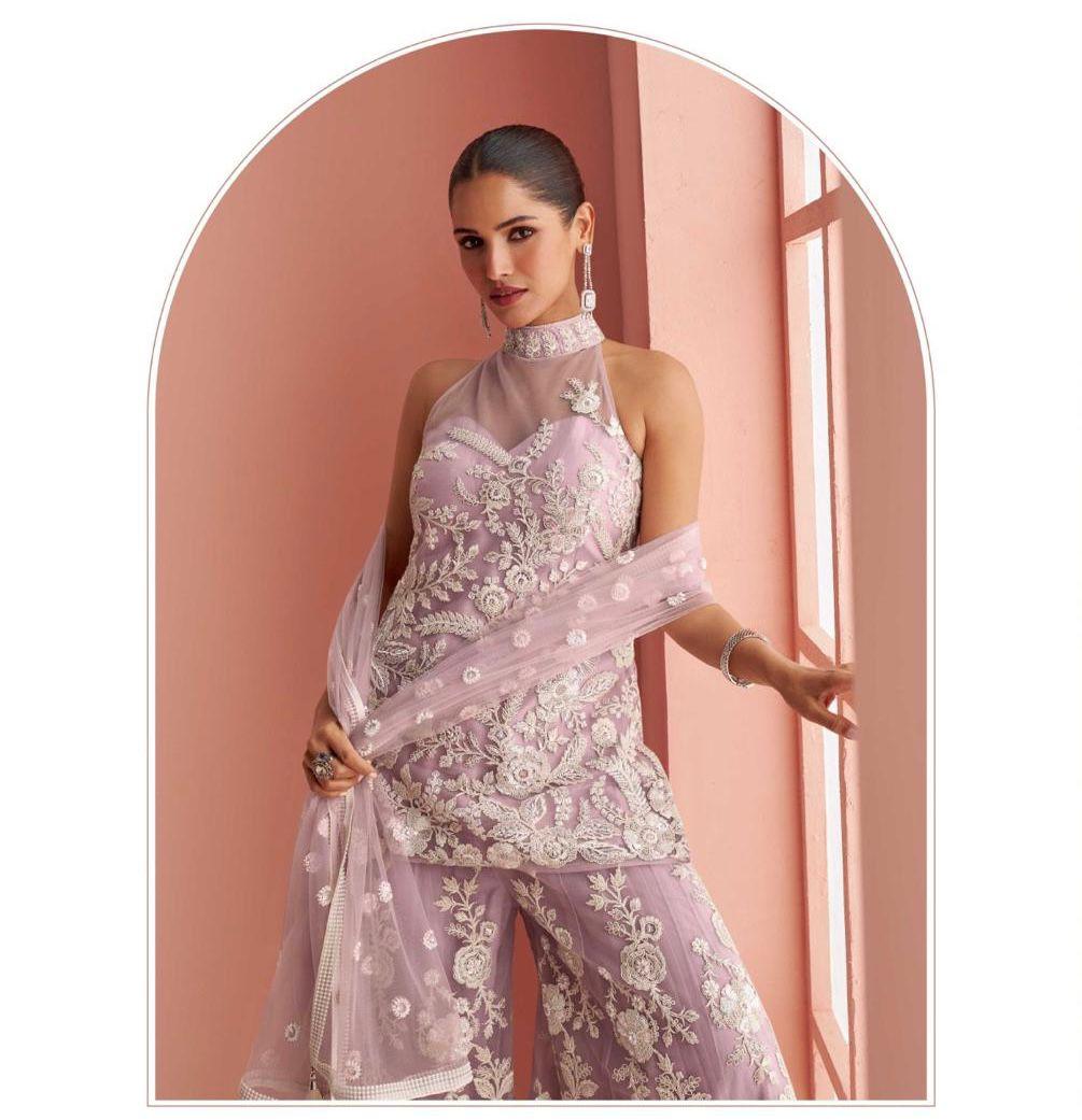 Elegant Blush Lace Suit