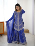 Faux Georgette & Chinon Silk Suit Set – Embroidered