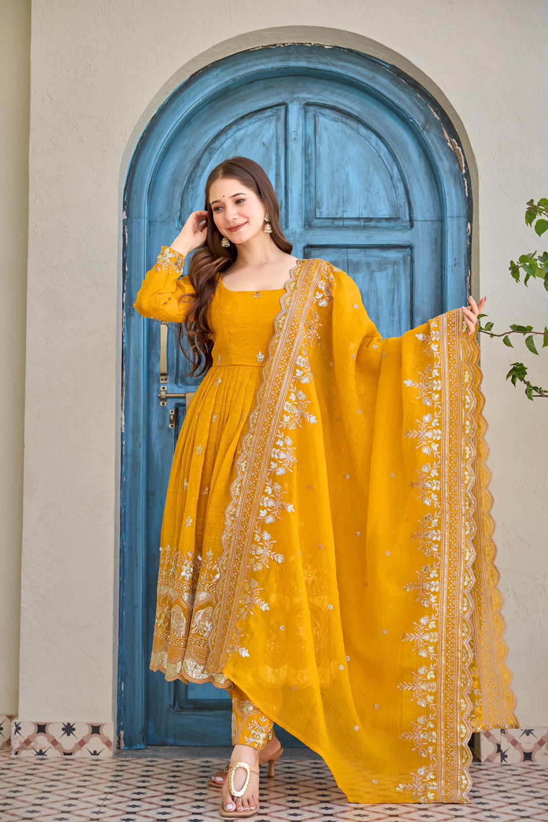 Embroidered Anarkali Kurta Set