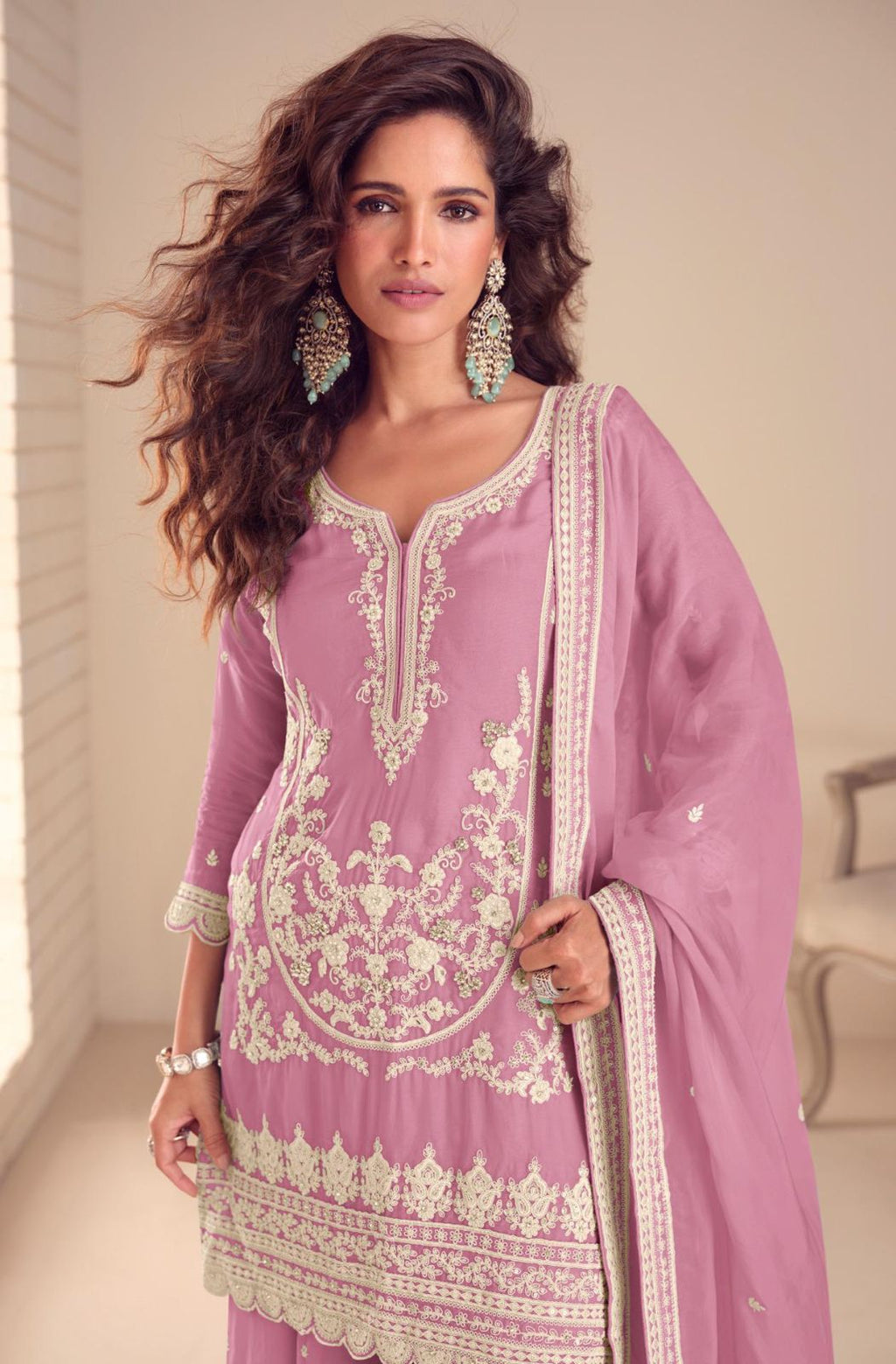 Embroidered Kurta Sharara Suit with Dupatta