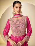 Festive Anarkali Suit Set – Rani Pink & Mustard