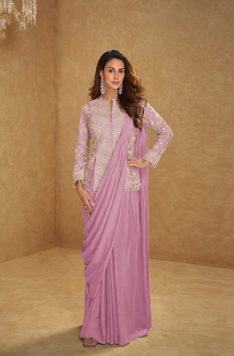 Designer Embroidered Drape Gown