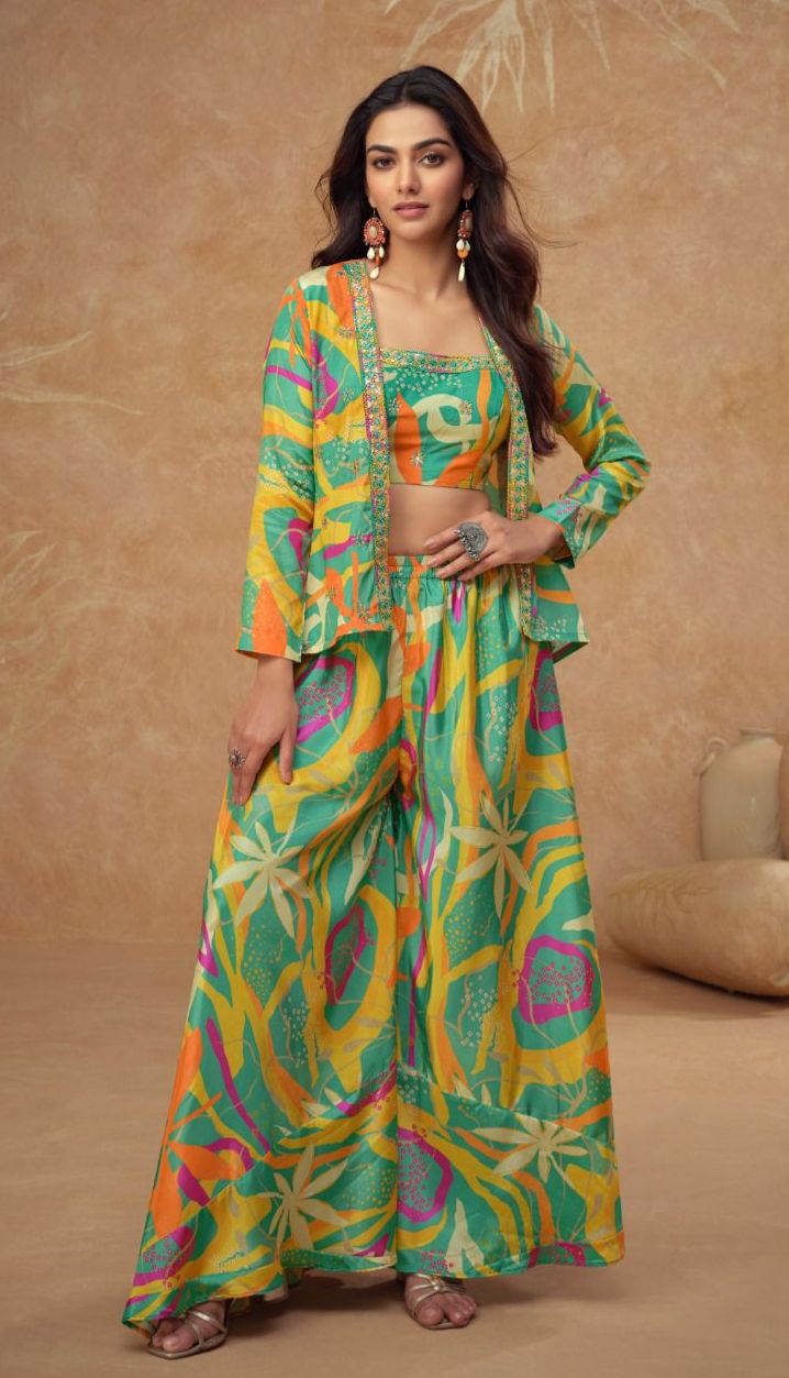 Chinon & Silk Top-Palazzo Set – Embroidery