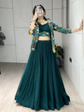 Georgette Chanderi Foil Printed Lehenga Set