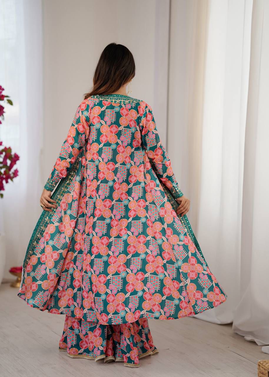 Embroidered Sequence Indo-Western Set