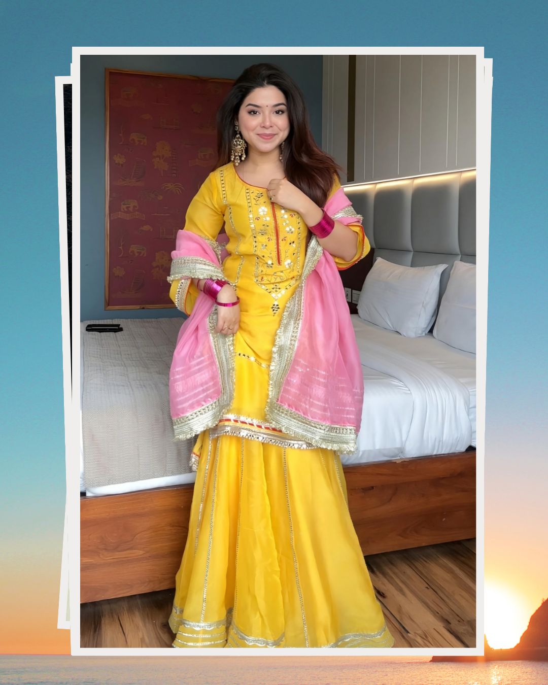 Royal Chinon Silk Sharara Set with Heavy Sequins Embroidery