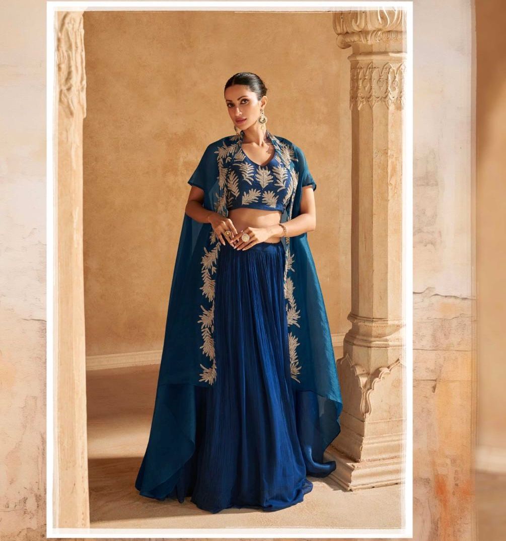 Festive Wear Lehenga Set with Intricate Threadwork