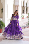 Multi-Thread Zari Embroidery Lehenga Choli Set