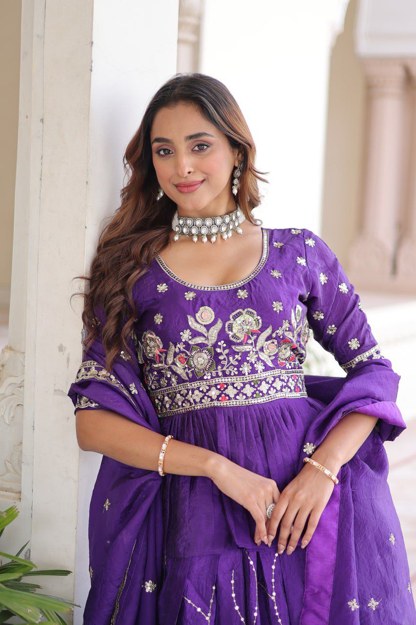 Multi-Thread Zari Embroidery Lehenga Choli Set