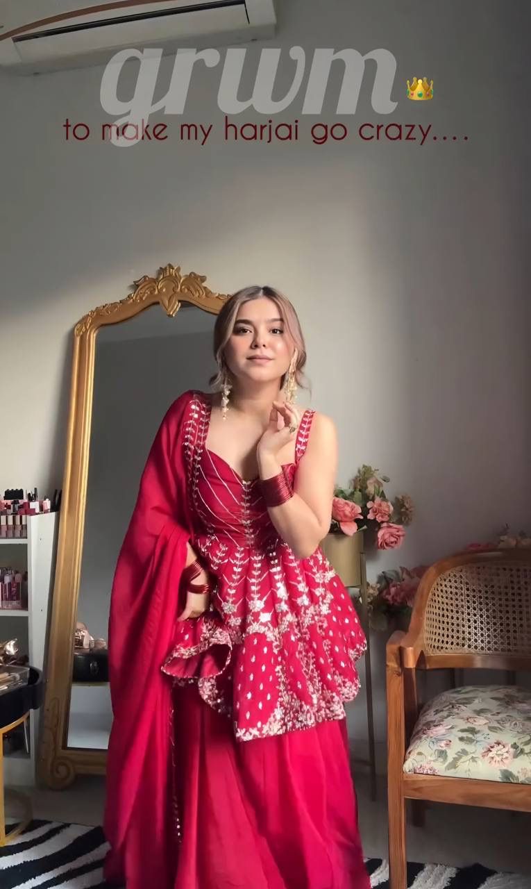 Pink Sharara Kurta Set – Sequins & Zari