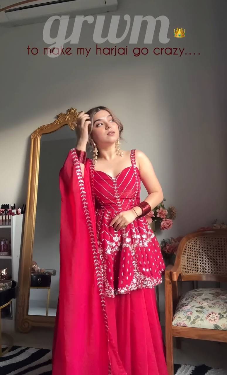 Pink Sharara Kurta Set – Sequins & Zari