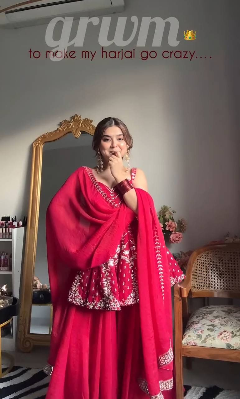 Pink Sharara Kurta Set – Sequins & Zari