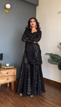 Party Wear Sharara Dress with Heavy Thread & Sequence Work