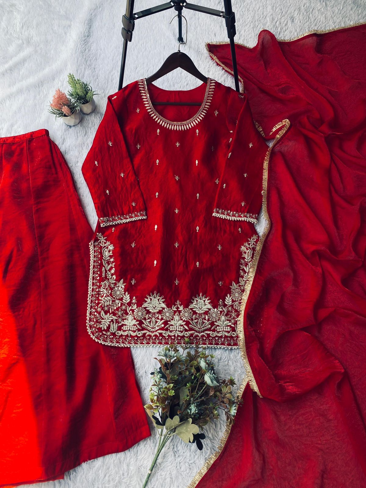 Hot Red Kurti Set