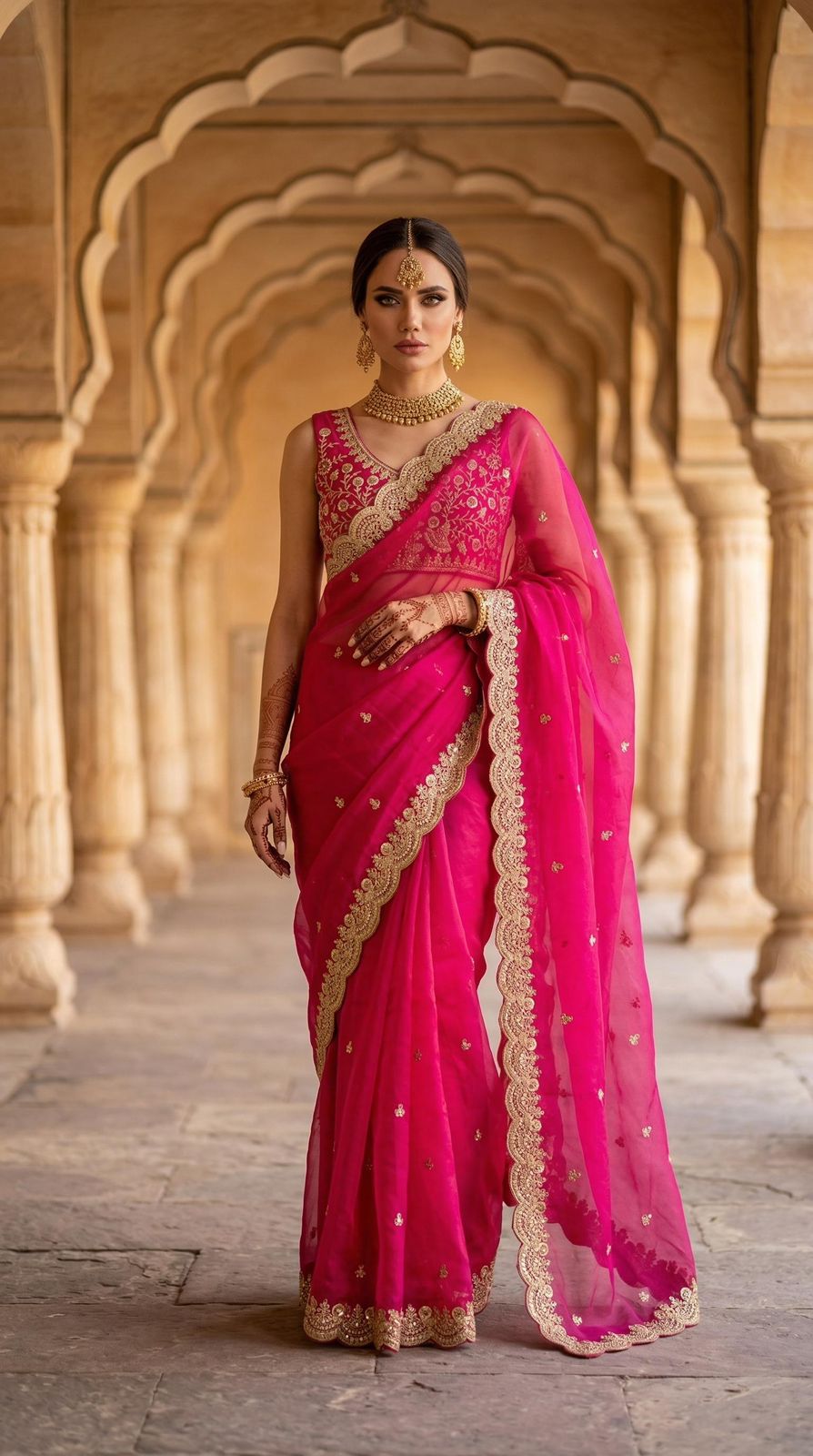 Satin Silk Embroidered Saree
