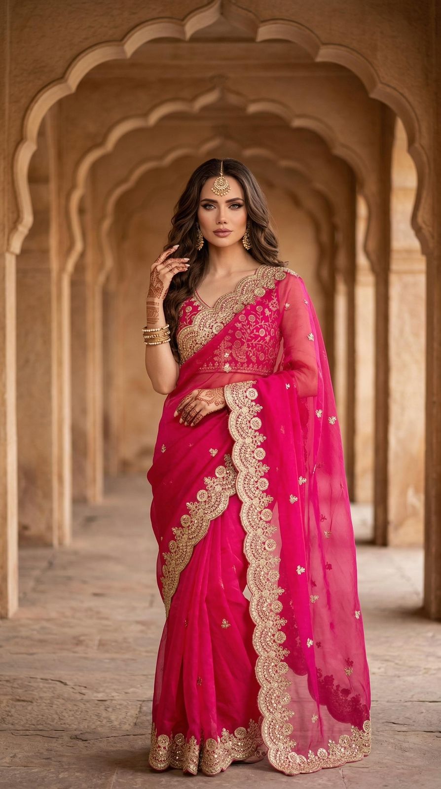 Satin Silk Embroidered Saree