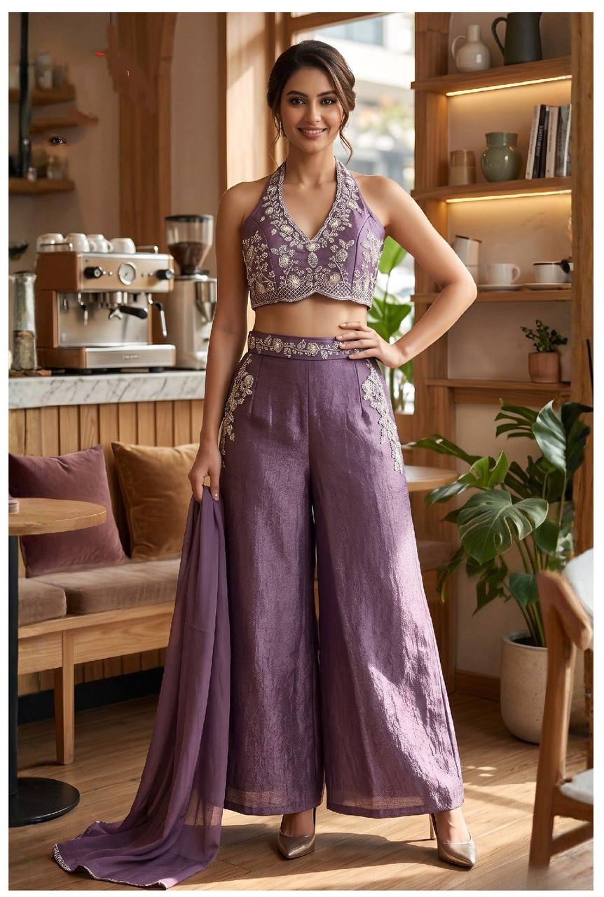 Women’s Fendi Silk Embellished Palazzo Set