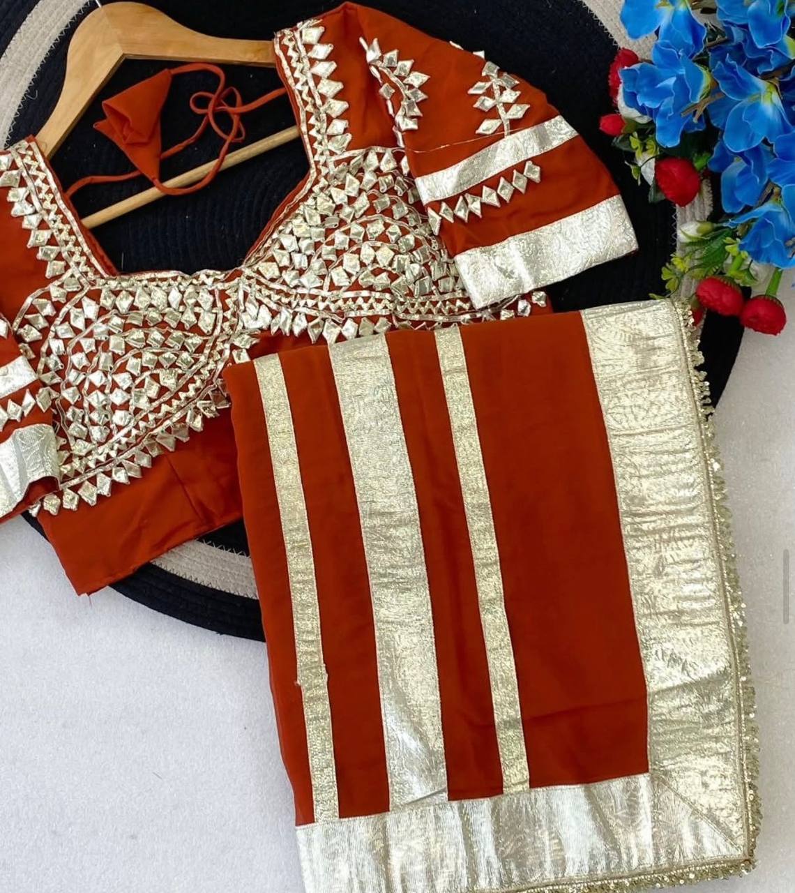Women’s Embellished Saree with Mirror Work