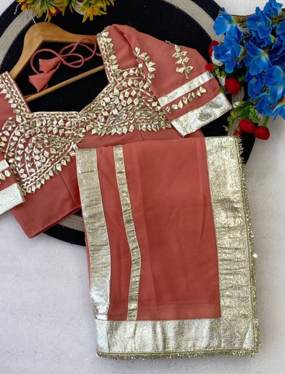 Women’s Embellished Saree with Mirror Work