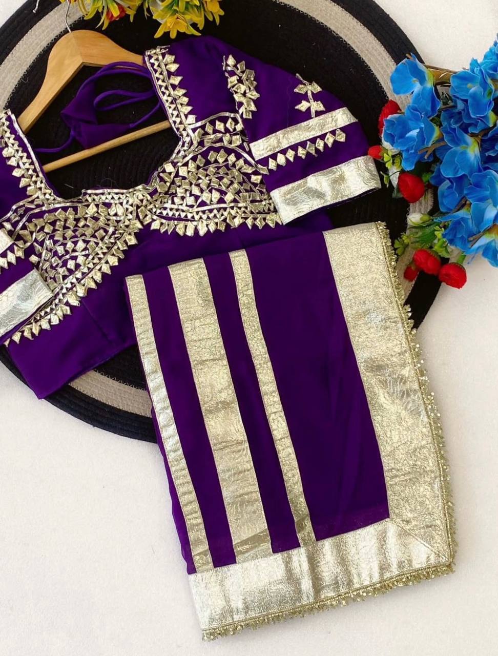 Women’s Embellished Saree with Mirror Work