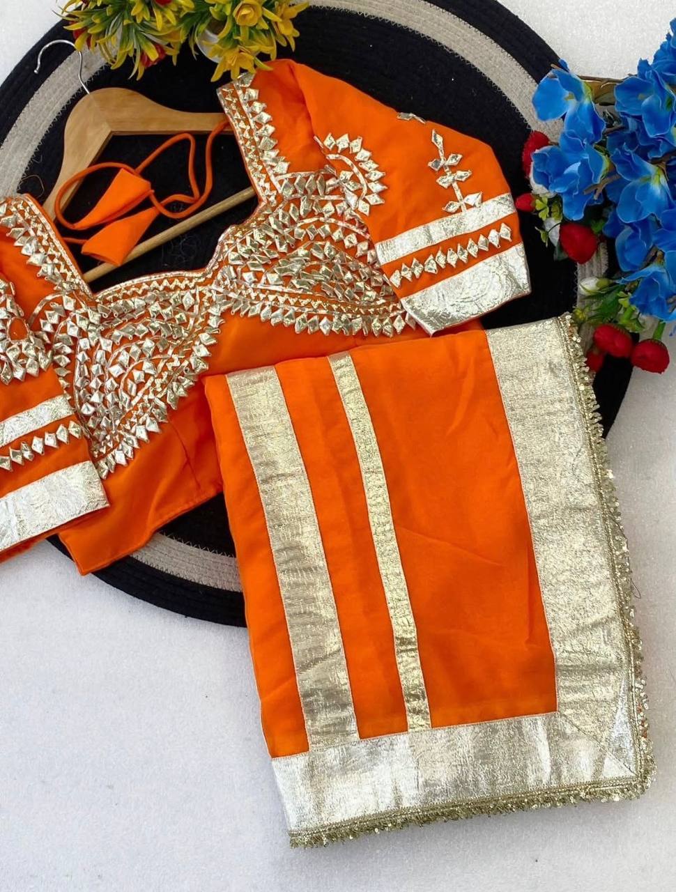Women’s Embellished Saree with Mirror Work