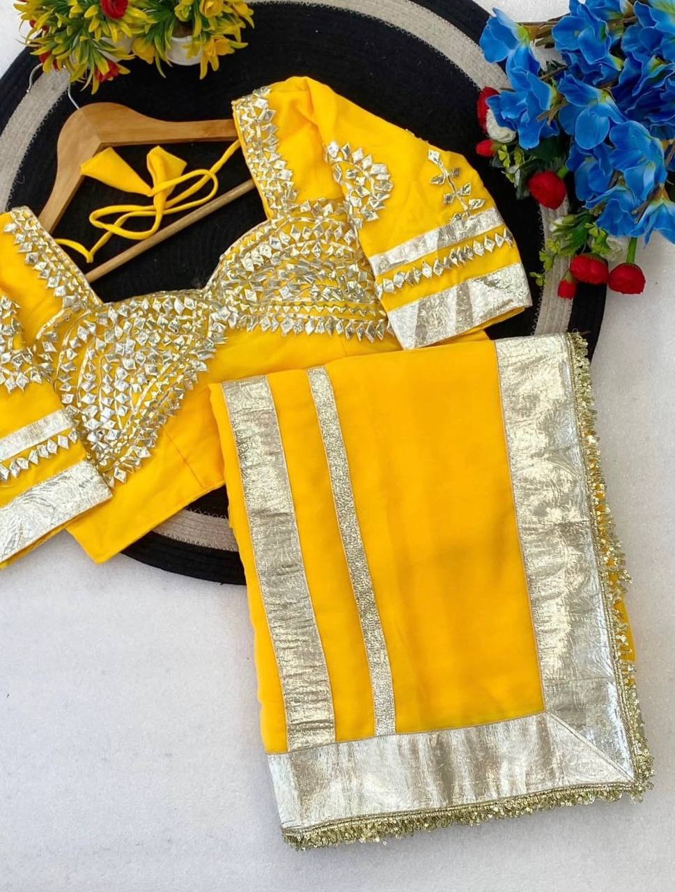 Women’s Embellished Saree with Mirror Work