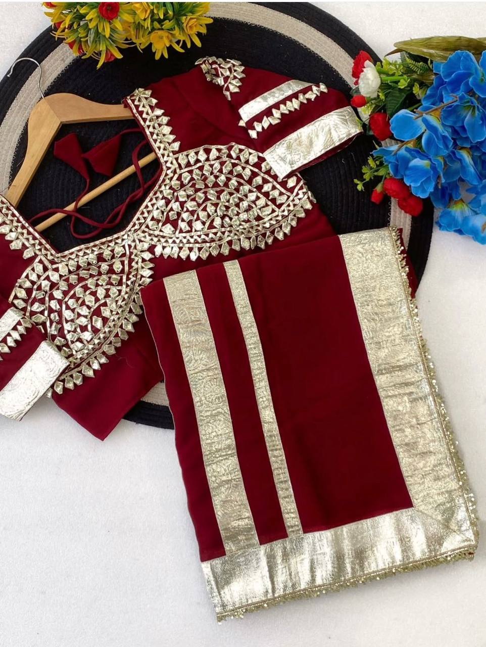 Women’s Embellished Saree with Mirror Work