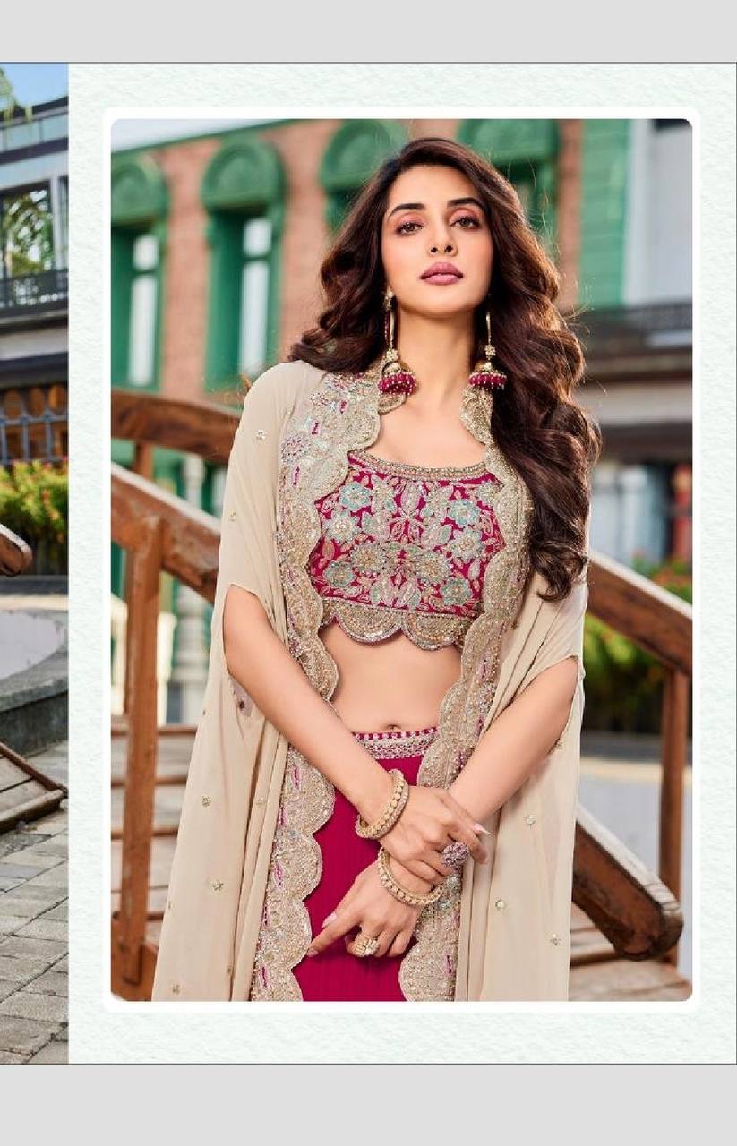 Women’s Pink Georgette Indo-Western Outfit